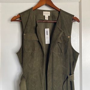 Chicos petite size 1 olive faux suede long vest